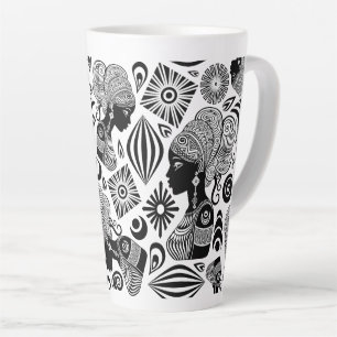 Tasse Latte Tatouage Tribal Portrait de Fille Africaine