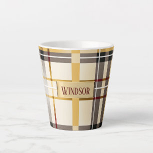 Tasse Latte Taupe chic et tendance et Gold Plaid