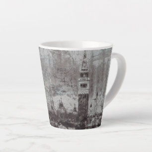 Tasse Latte Taupe et Cyan en détresse Skyline Venice Italie