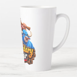 Tasse Latte Taureau bleu drôle et bûcheron dessin animé 3D