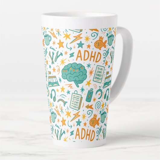 Tasse Latte TDAH : Magnifiquement distrait (Angle droit)