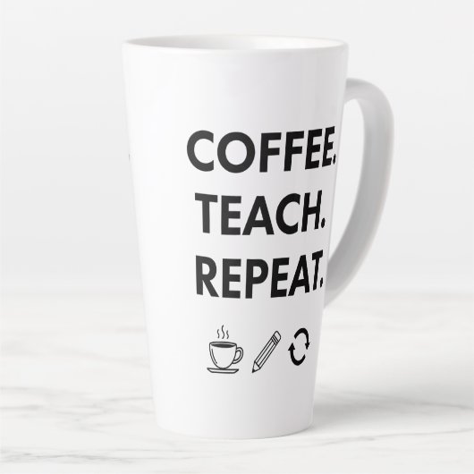 Tasse Latte Teach Repeat - Professeur minimaliste (Angle droit)