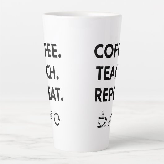 Tasse Latte Teach Repeat - Professeur minimaliste (Devant)
