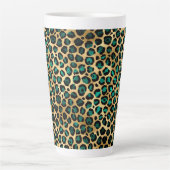 Tasse Latte Teal et série de léopard doré Design 14 (Devant)