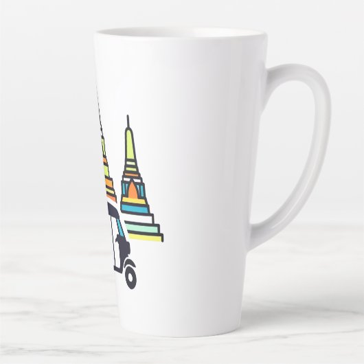 Tasse Latte Temples thaïlandais et tuk tuks (Droite)