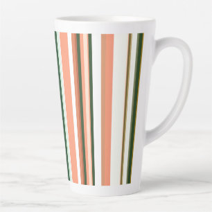 Tasse Latte Tendance Moderne Nouveaux Rayures Orange Vert Blan