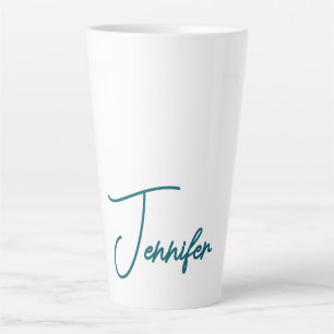 Tasse Latte Tendance sarcelle foncée Moderne Minimaliste Nom é