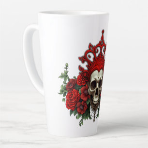 Tasse Latte Ténèbres royales, coeur et crâne gothique.
