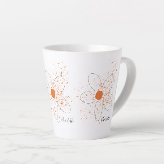 Tasse Latte Terme orange moderne floraux nom script (Angle droit)