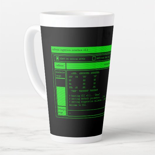 Tasse Latte Terminal vert programmeur (Angle gauche)