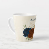 Tasse Latte terracotta marine floral  (Angle gauche)