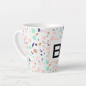 Tasse Latte Terrazzo blanc rousse menthe monogramme initial (Angle gauche)