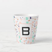 Tasse Latte Terrazzo blanc rousse menthe monogramme initial (Devant)
