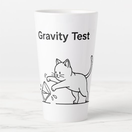 Tasse Latte Test de gravité avec un chat drôle | Science migno (Devant)