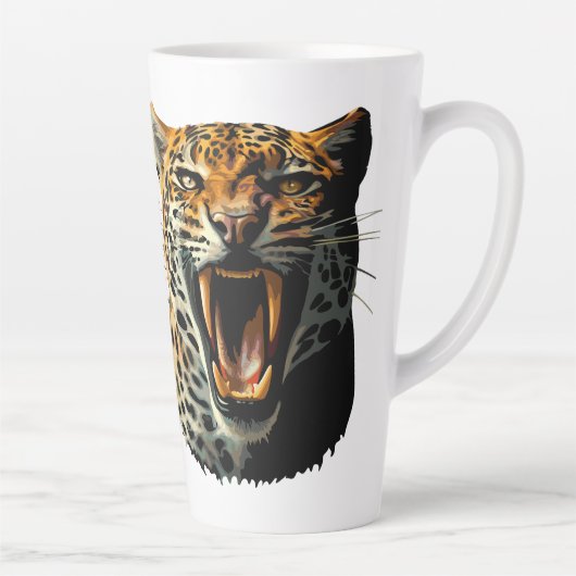 Tasse Latte Tête d'attaque du léopard (Droite)