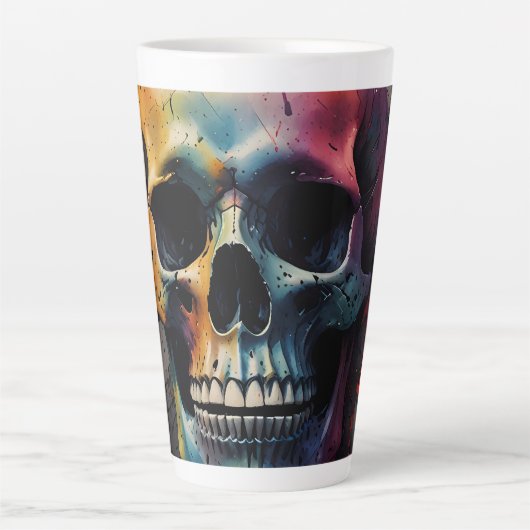 Tasse Latte Tête de couleur crâne (Devant)
