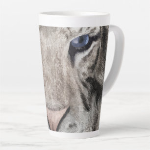 Tasse Latte Tête de Tigre Blanc Esthétique Faunique