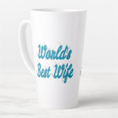 Tasse Latte Texte bleu ciel de la femme (Angle gauche)