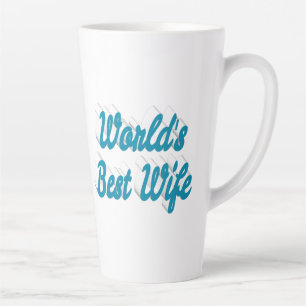 Tasse Latte Texte bleu ciel de la femme