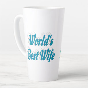 Tasse Latte Texte bleu ciel de la femme