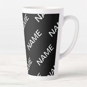 Tasse Latte Texte personnalisable Moderne gras Noir & Blanc