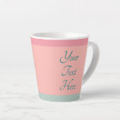 Tasse Latte Texte personnalisable Script Rose pêche sarcelle P (Angle droit)