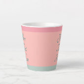 Tasse Latte Texte personnalisable Script Rose pêche sarcelle P (Devant)