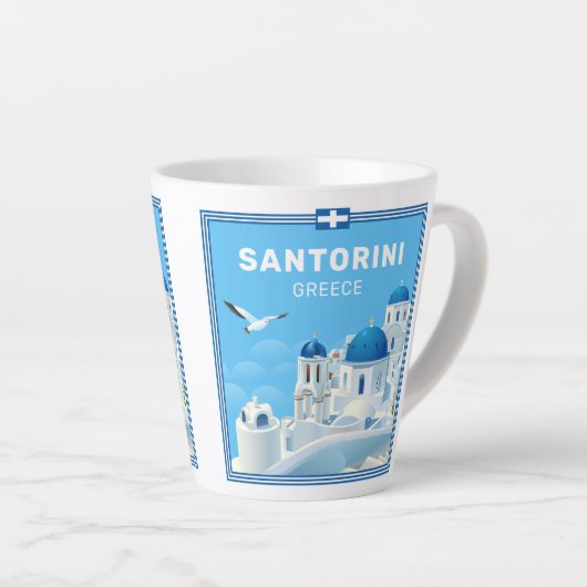 Tasse Latte Texte personnalisé Santorin Grèce (Angle droit)