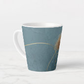 Tasse Latte Texture Élégance Bleu Sarcelle Chardon Doré (Angle gauche)