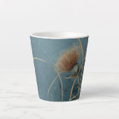 Tasse Latte Texture Élégance Bleu Sarcelle Chardon Doré (Devant)