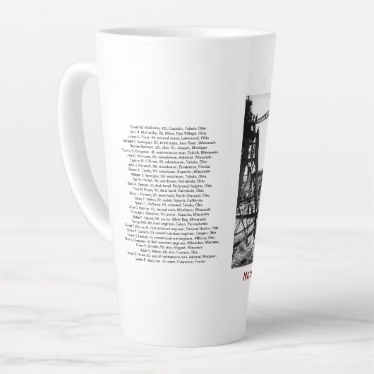 Tasse Latte The Edmund Fitzgerald with Crew Names (Angle gauche)