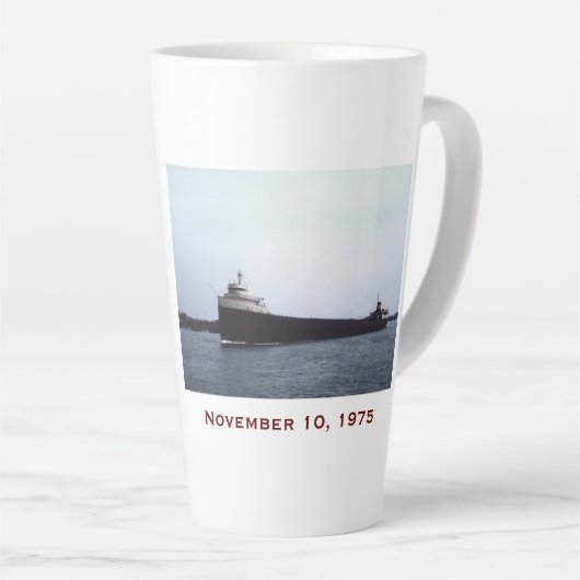 Tasse Latte The Edmund Fitzgerald with Crew Names (Angle droit)