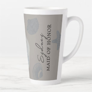Tasse Latte Thème de plage "Notre jour de mariage" avec coquil