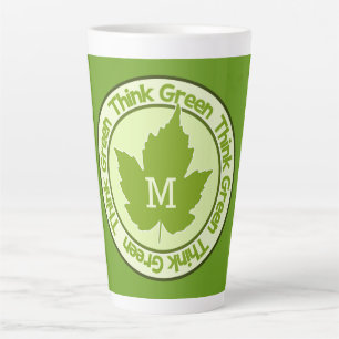 Tasse Latte THINK GREEN, monogramme personnalisé