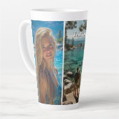 Tasse Latte Three Vertical Strip Boho Photo (Angle gauche)