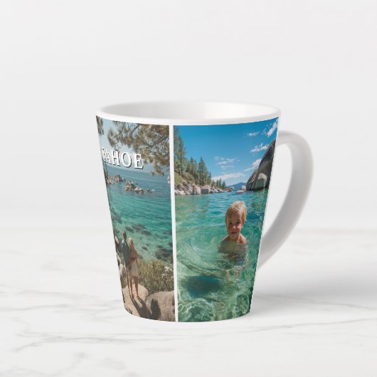 Tasse Latte Three Vertical Strip Boho Photo (Angle droit)