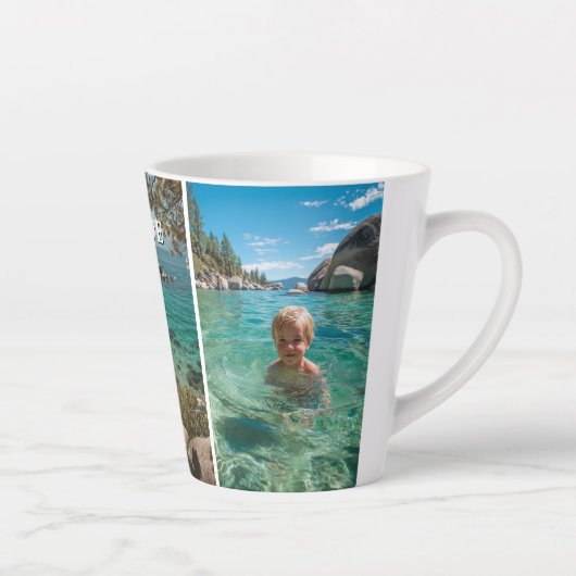 Tasse Latte Three Vertical Strip Boho Photo (Droite)