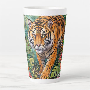 Tasse Latte Tigre du Bengale Bambou Vibrant Jungle