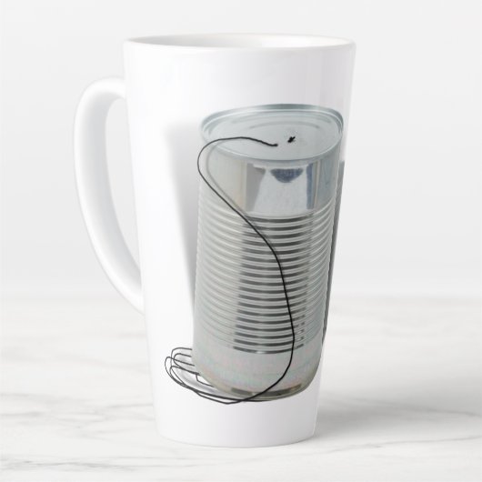 Tasse Latte Tin Can Phone (Pouvez-vous m'entendre MAINTENANT ? (Angle gauche)