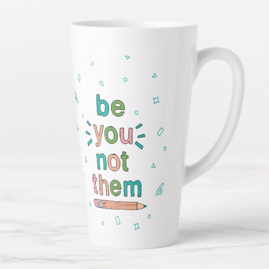 Tasse Latte Tirez-Vous À La Main Citer Des Citations Pour Enfa (Droite)