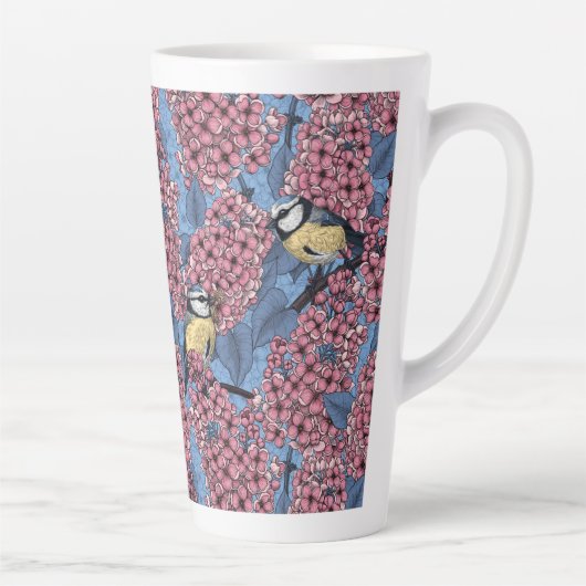 Tasse Latte Tit birds dans le jardin lilas (Droite)