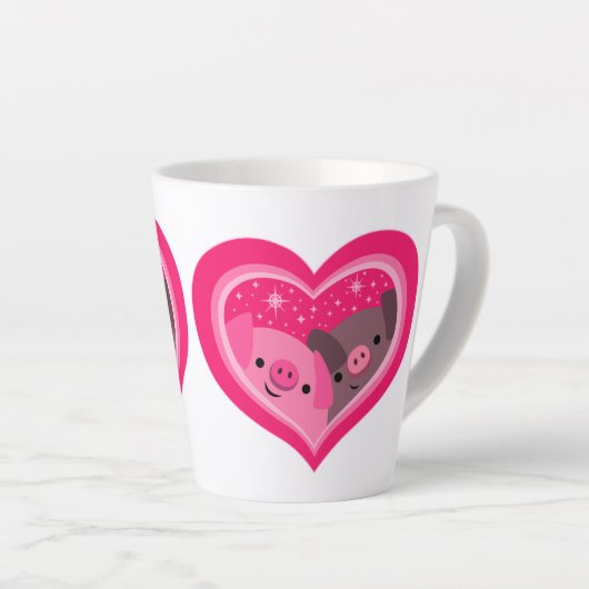Tasse Latte Toi Et Moi (Jolies Cochons De Caricature) (Angle droit)