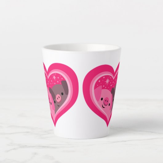 Tasse Latte Toi Et Moi (Jolies Cochons De Caricature) (Devant)