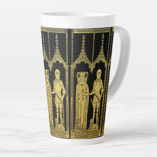 Tasse Latte Tombeau médiéval en laiton Rubbing Chevalier, Dame (Angle droit)