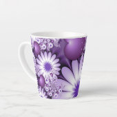 Tasse Latte Tomber dans l'amour Fleurs Abstraites et Coeurs Fr (Angle gauche)