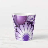Tasse Latte Tomber dans l'amour Fleurs Abstraites et Coeurs Fr (Devant)