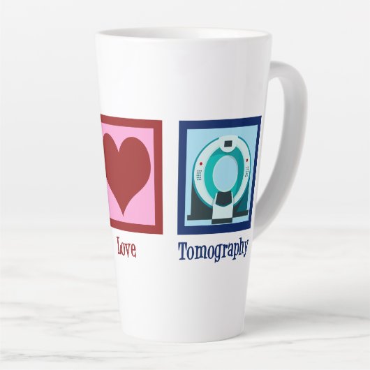 Tasse Latte Tomographe Peace Love Tomographie (Angle droit)