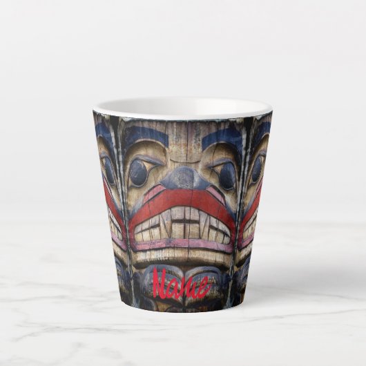 Tasse Latte Tonnerre à visage totem (Devant)