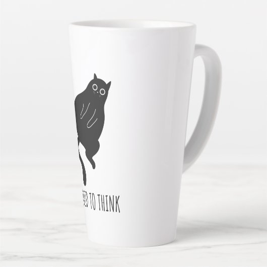 Tasse Latte Too Tired to Think - Funny Exhausted Black Cat (Angle droit)