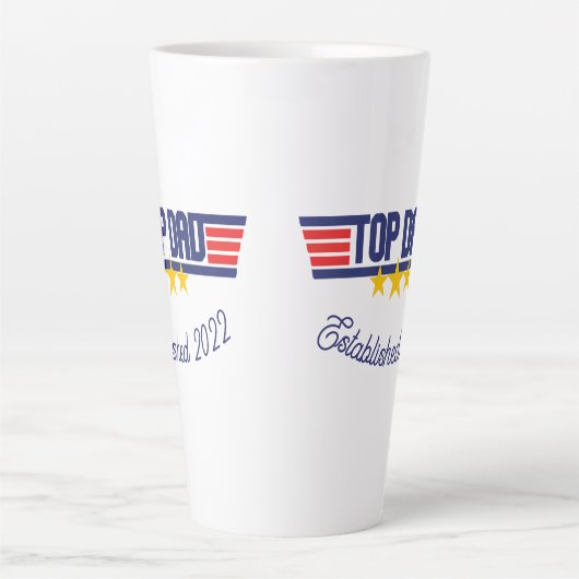 Tasse Latte Top Papa avec date d'établissement modifiable (Devant)